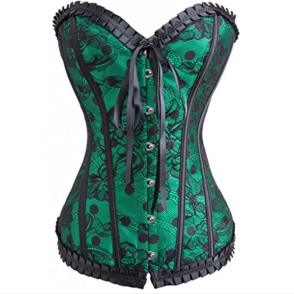 Other - Elegant Green and Black Lace Polka Dot Corset Bustier Bodyshaper.  Size 4XL.